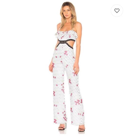 Nbd Black Red White Off Revolve Maraschino Romper/jumpsuit Cherry print size L - Picture 1 of 10